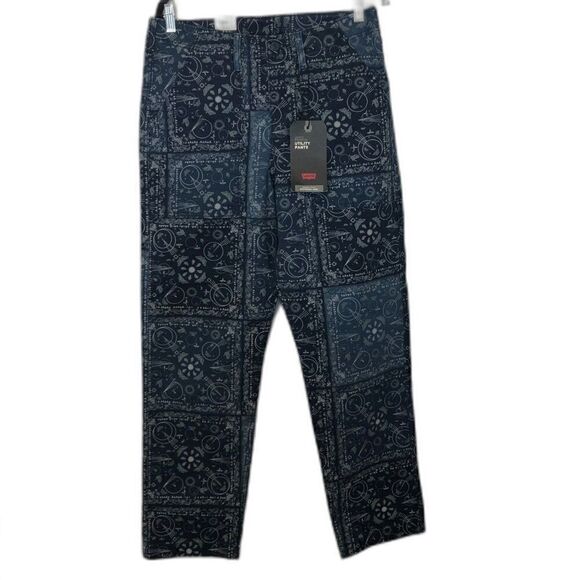 LEVI'S Jean Chore Pants Printed Bandana Straight Leg Men's Size 31x32 Blue White - Picture 10 of 10